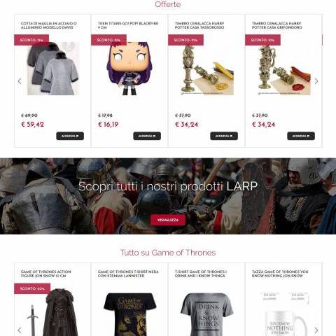 Realizzazione e-commerce per negozi di oggettistica fantasy e storica